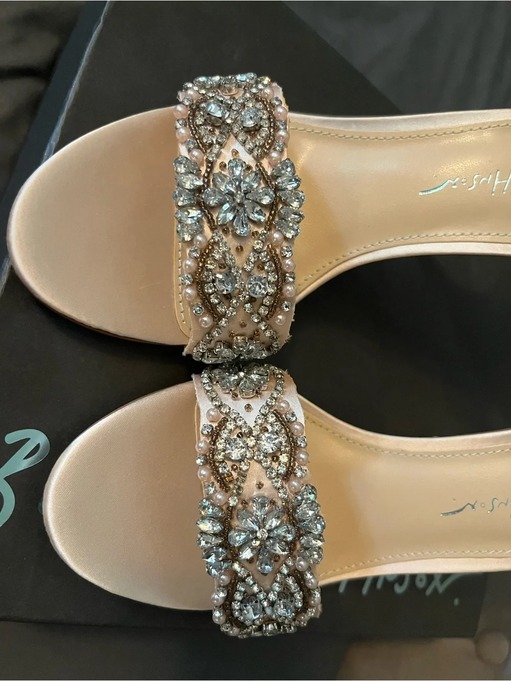 Betsey Johnson Champagne Embellished Ankle-Strap Heels women’s size 7 bridal